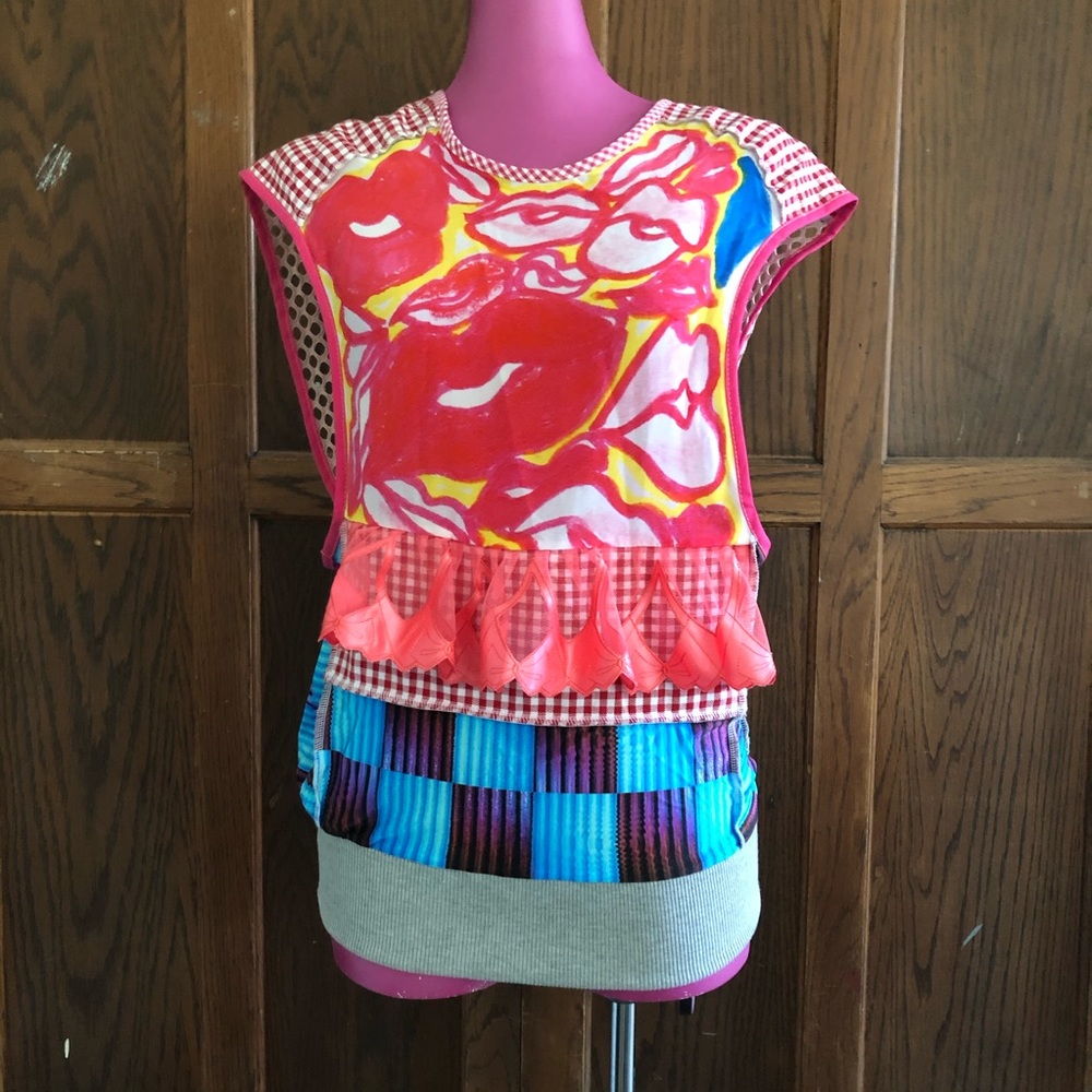 OOAK Lips Pink Fishnet creative Docker Top